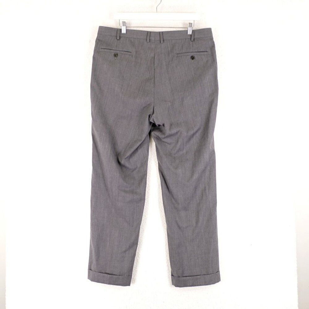 Lauren Ralph Lauren Gray Wool Pleated Cuffed Mid Rise Dress Pants 37/31 Lined Pa - Picture 4 of 7